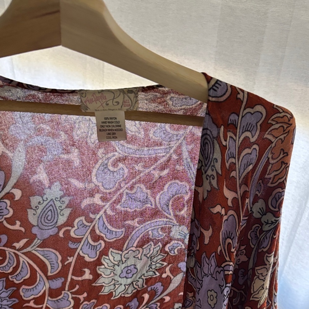 Free People Floral Robe in Purple and Orange